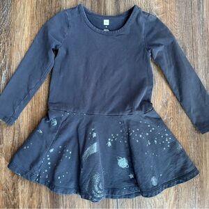 Tea Collection Girls' navy space dress 3y